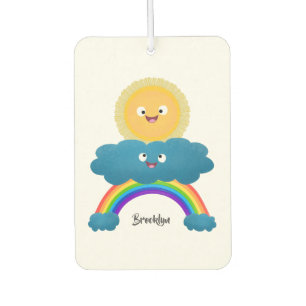 Désodorisant Pour Voiture Caricature en arc-en-ciel du joyeux nuage de solei