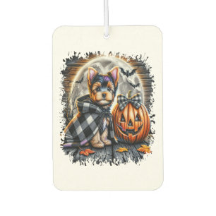 Désodorisant Pour Voiture Carré d'Halloween de chien Yorkie