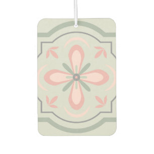Désodorisant Pour Voiture Carreaux Floraux Pastel Vert