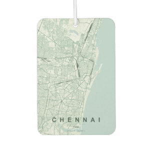 Désodorisant Pour Voiture Carte de la ville de Chennai en Inde, design minim