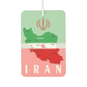 Désodorisant Pour Voiture Carte de l'Iran avec drapeau et emblème