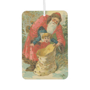Désodorisant Pour Voiture Carte de Noël vintage, Père Noël, Enfant turbulent