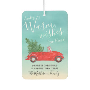 Désodorisant Pour Voiture Chaleureux #Voiture rouge Vintage #Cartes de Noël