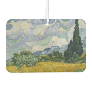 Désodorisant Pour Voiture Champ de blé avec cyprès, peinture à l'huile, Van