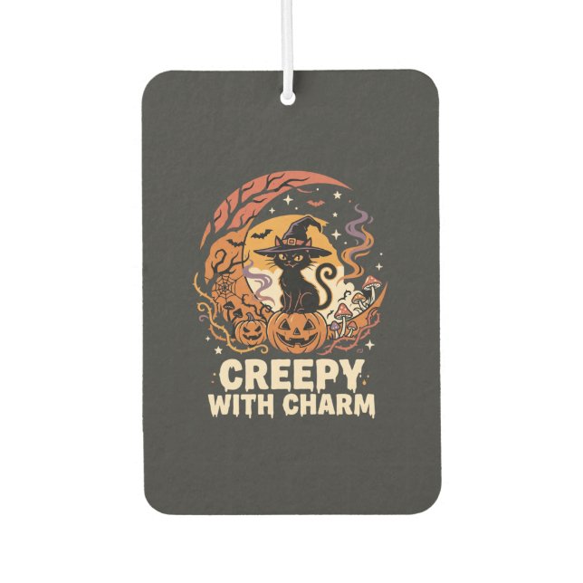 Désodorisant Pour Voiture Chat avec charme effrayant Halloween (Devant)