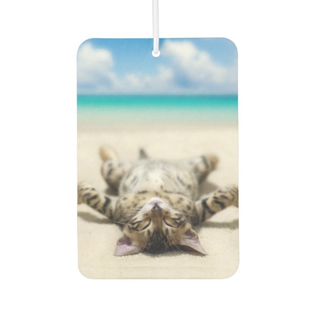 Désodorisant Pour Voiture Chat bronzage à la plage (Devant)