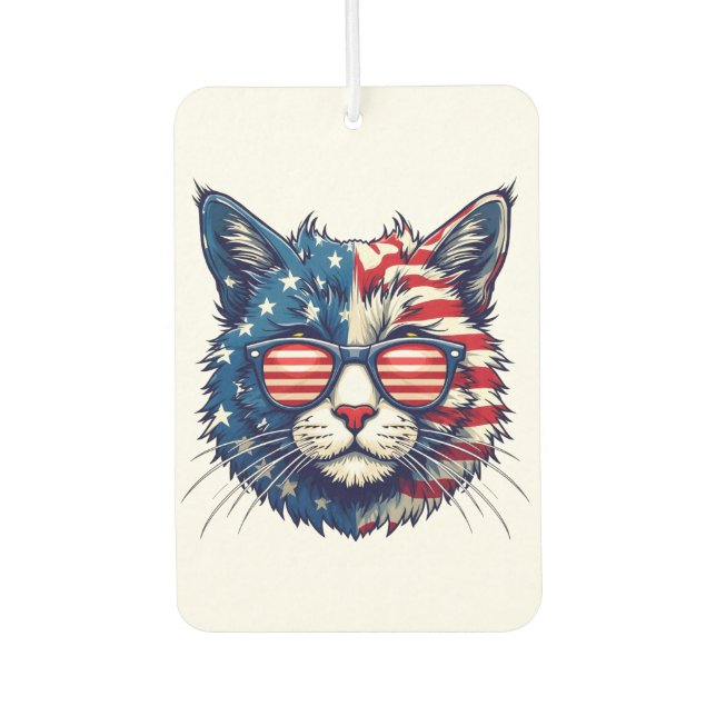 Désodorisant Pour Voiture Chat Cool patriotique portant des nuances Lunettes (Devant)