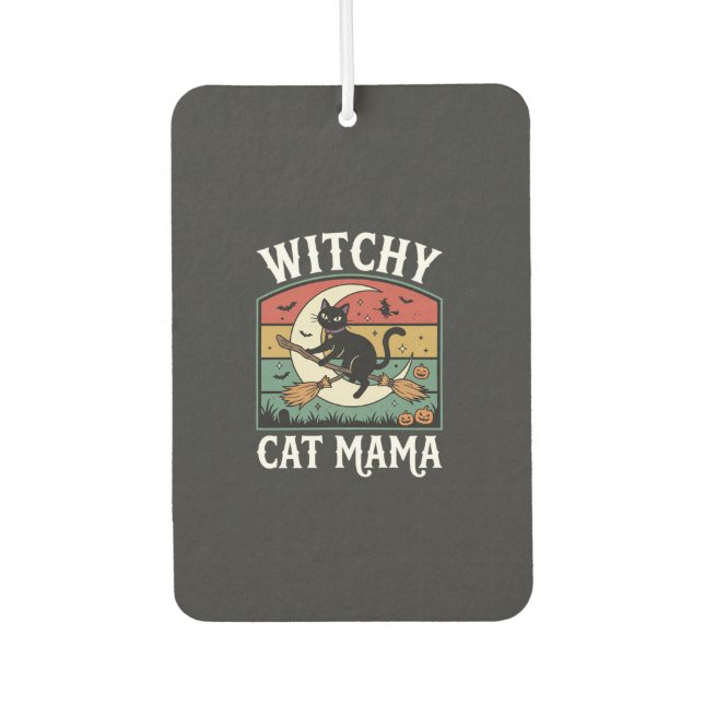 Désodorisant Pour Voiture Chat de Halloween Sorcière Maman (Devant)