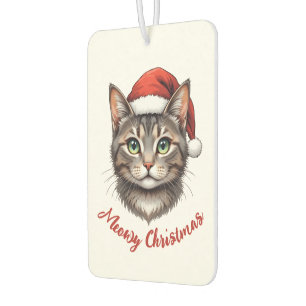 Désodorisant Pour Voiture Chat de Noël mignon personnalisé avec chapeau de P