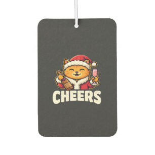 Désodorisant Pour Voiture Chat de Noël se réjouit de la boisson des Fêtes