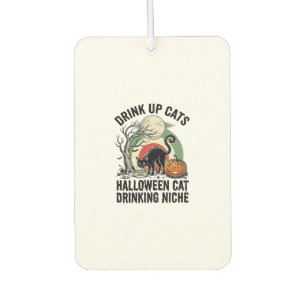 Désodorisant Pour Voiture Chat d'Halloween buvant un T-shirt de fête de la L