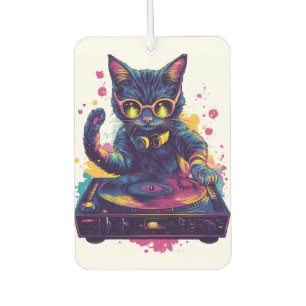 Désodorisant Pour Voiture Chat DJ funky � Kitty Party Disco Rétro