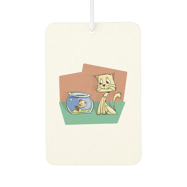 Désodorisant Pour Voiture Chat et cuvette de poisson (Devant)