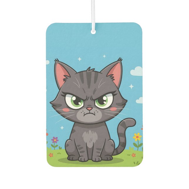 Désodorisant Pour Voiture Chat gris en colère (Devant)