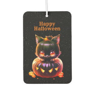 Désodorisant Pour Voiture Chat noir de Halloween Citrouille Horreur Épouvant