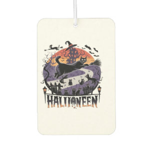 Désodorisant Pour Voiture Chat noir effrayant Halloween Nuit Vintage Maison