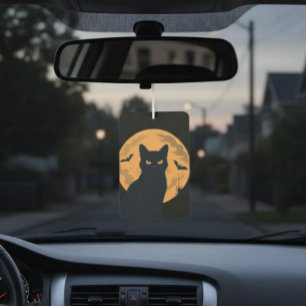 Désodorisant Pour Voiture Chat noir silhouette Halloween épouvantable