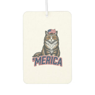 Désodorisant Pour Voiture Chat Patriotique Merica Vintage Gravure Maillot Co