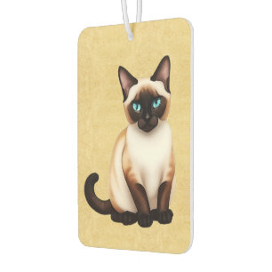 Désodorisant Pour Voiture Chat Siamois Sur Vieux Papier