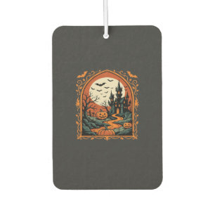 Désodorisant Pour Voiture Château Hanté Halloween Citrouille Lune Vector Art