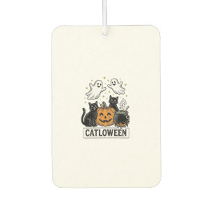 Désodorisant Pour Voiture Chatloween Chat Fantôme Vintage Design de Chemise