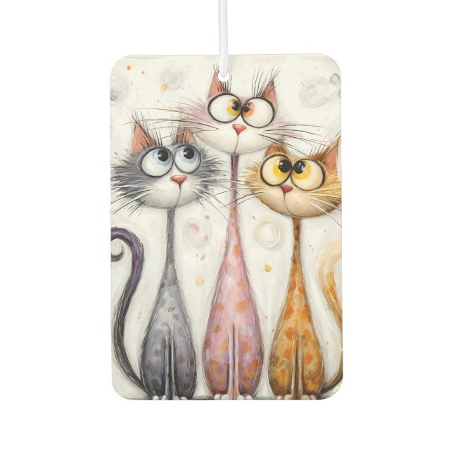 Désodorisant Pour Voiture Chats à cou long fantaisistes et excentriques (Devant)