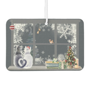 Désodorisant Pour Voiture Chats à la fenêtre de Noël