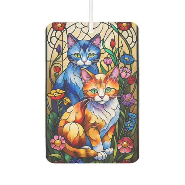 Désodorisant Pour Voiture Chats colorés Vitrail (Devant)