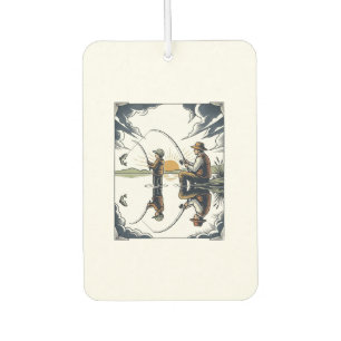 Désodorisant Pour Voiture Chemise avec gravure vintage père et enfant pêche 