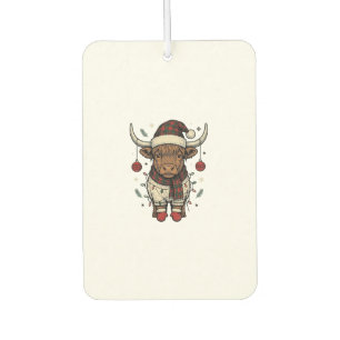 Désodorisant Pour Voiture Chemise de vacances de Noël vintage Highland Cow_1