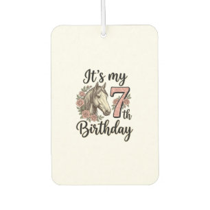 Désodorisant Pour Voiture Chemise Fille 7ème Anniversaire Cheval Floral Vint