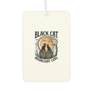Désodorisant Pour Voiture Chemise Halloween Chat Noir Vintage Lune Cimetière