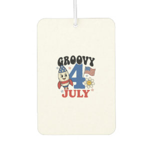 Désodorisant Pour Voiture Chemise patriotique de fusée Groovy 4 juillet Desi