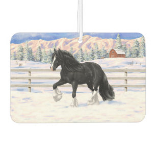 Désodorisant Pour Voiture Cheval d'attelage noir et blanc de la bannière Tzi