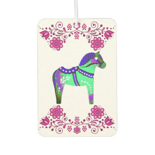 Désodorisant Pour Voiture Cheval de Dala folk design floral fleurs/blanc PBG