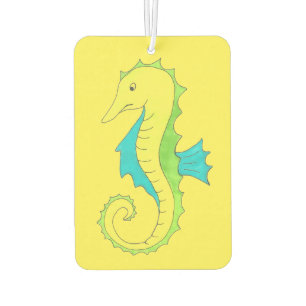 Désodorisant Pour Voiture Cheval de mer Jaune Horloge Océan Marine Life Plag