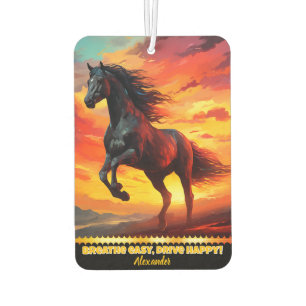 Désodorisant Pour Voiture "Cheval noir courant au coucher du soleil
