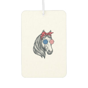 Désodorisant Pour Voiture Cheval Patriotique Avec Lunettes De Soleil Drapeau