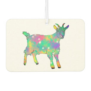 Désodorisant Pour Voiture Chèvre Illustration Drôle Colorée Art Animal Funky