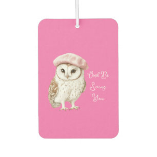 Désodorisant Pour Voiture Chic Béret Rose Marron Blanc Hibou À Revoir