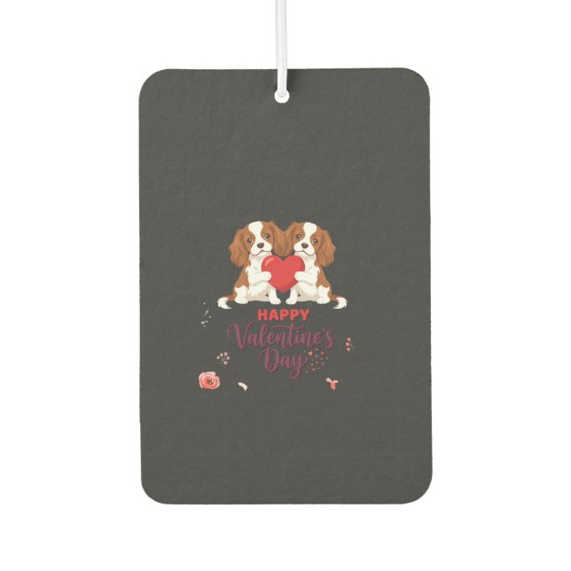 Désodorisant Pour Voiture Chien Cavalier King Fleuris Joyeuse Saint-Valentin (Devant)