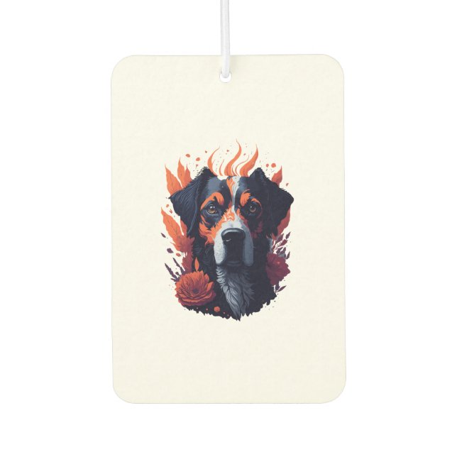 Désodorisant Pour Voiture Chien et fleurs (Devant)