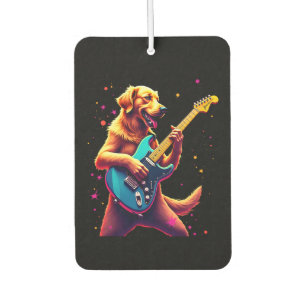 Désodorisant Pour Voiture Chien Golden Retriever Jouant de la Guitare Électr