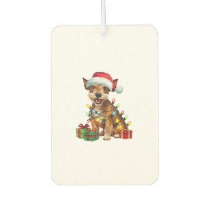 Désodorisant Pour Voiture Chien Jagdterrier Chapeau de Père Noël Éclairage d