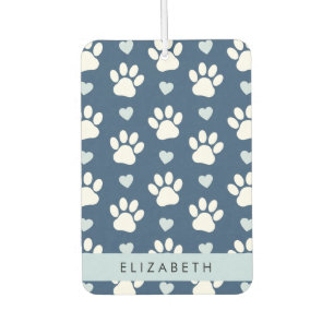 Désodorisant Pour Voiture Chien Paws, White Paws, Blue Hearts, Votre Nom