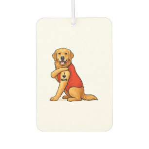 Désodorisant Pour Voiture Chien retriever doré drôle J'aime maman tatouage a