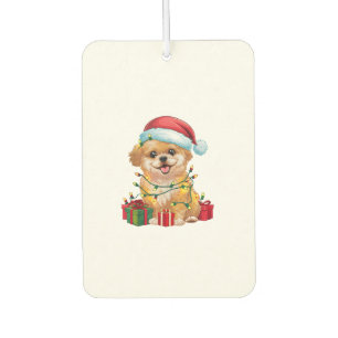 Désodorisant Pour Voiture Chien Shih Poo avec chapeau de Père Noël illuminé