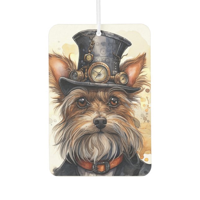 Désodorisant Pour Voiture Chien Yorkshire Terrier Steampunk (Devant)