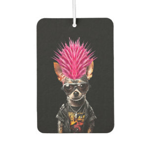 Désodorisant Pour Voiture Chihuahua Rock Punk Crête Rose Amoureux de Musique