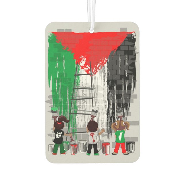 Désodorisant Pour Voiture Children of Gaza Painting Palestine Flag  (Dos)
